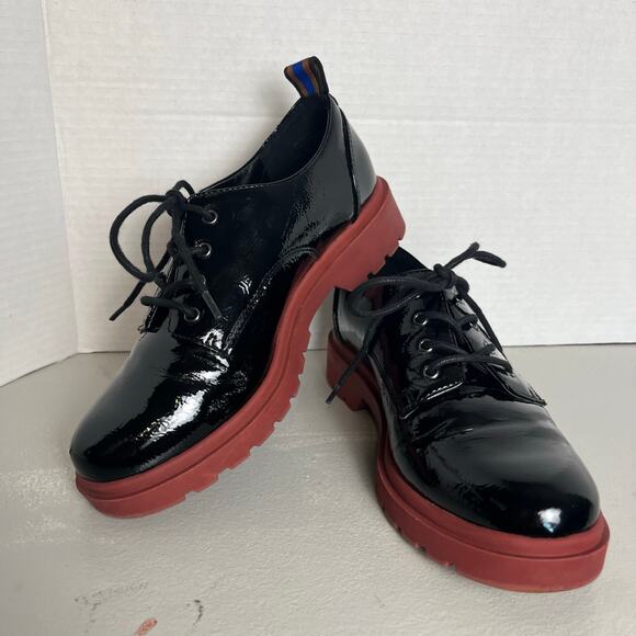 Mix No 6 Patent Platform Oxfords Size 7 Chunky Grunge Preppy Retro 90s Style - Picture 4 of 14